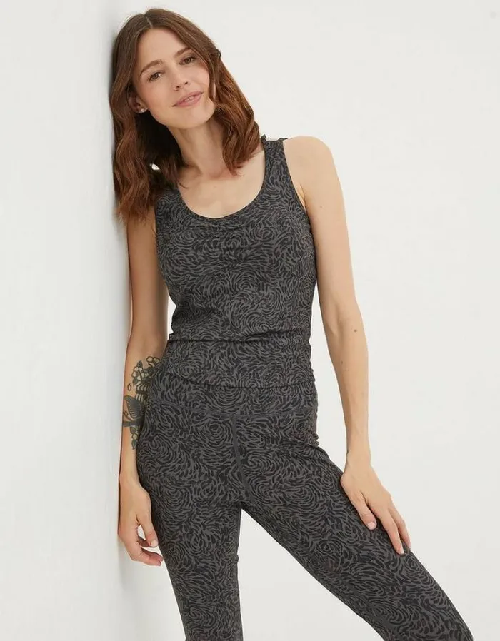 Women FatFace Tops and TShirts Elowen Print Crop Top Charcoal Grey
