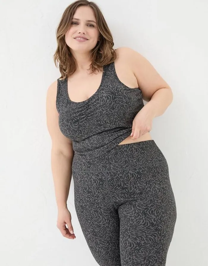 Women FatFace Tops and TShirts Elowen Print Crop Top Charcoal Grey