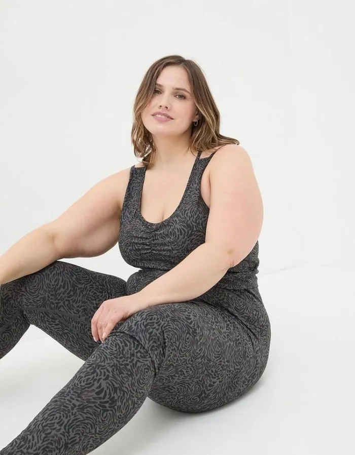 Women FatFace Tops and TShirts Elowen Print Crop Top Charcoal Grey