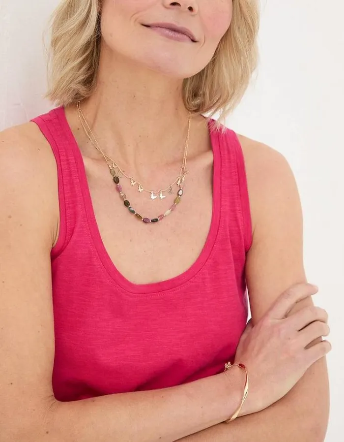 Women FatFace Tops and TShirts Kirsty Vest Fuchsia Pink