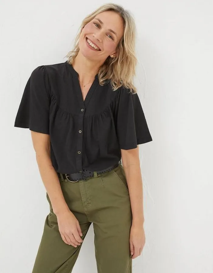 Women FatFace Tops and TShirts Polly Top Black