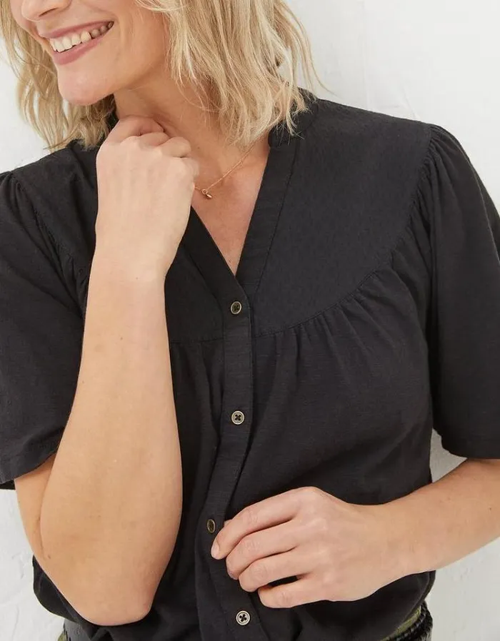 Women FatFace Tops and TShirts Polly Top Black
