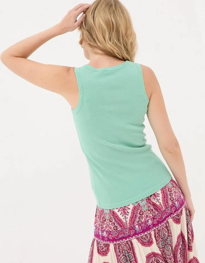 Women FatFace Tops and TShirts Rachel Ribbed Vest Mint Green