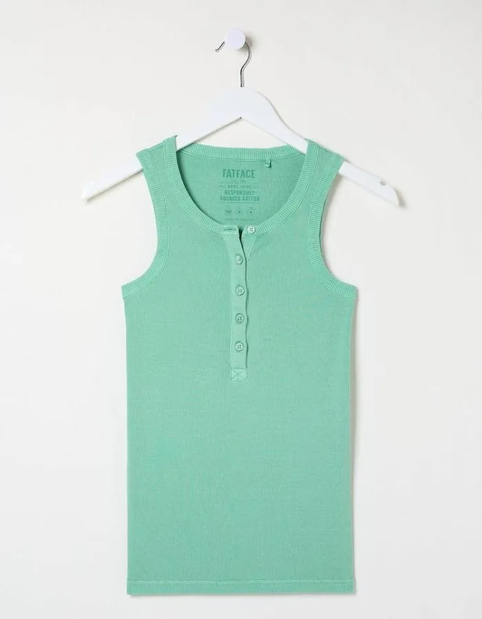 Women FatFace Tops and TShirts Rachel Ribbed Vest Mint Green