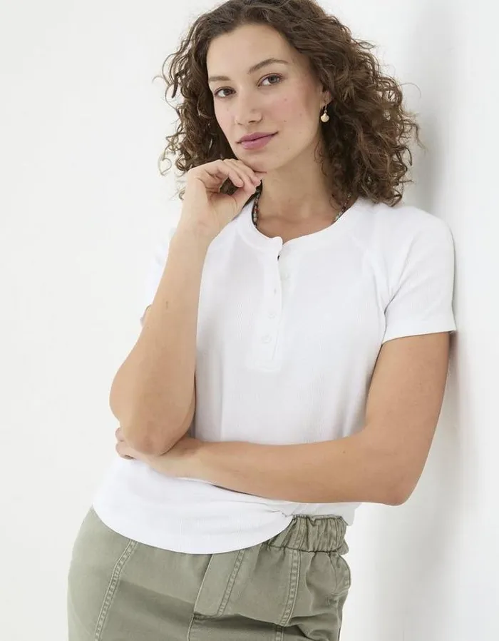 Women FatFace Tops and TShirts Rosa Rib TShirt White