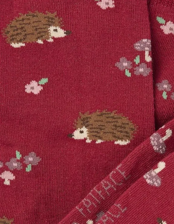Women FatFace Underwear Socks and Tights 1 Pack Hedgehog Socks Dark Red