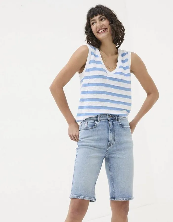 Women FatFace Vacation Shop Bisley Denim Bermuda Short Light Denim Blue