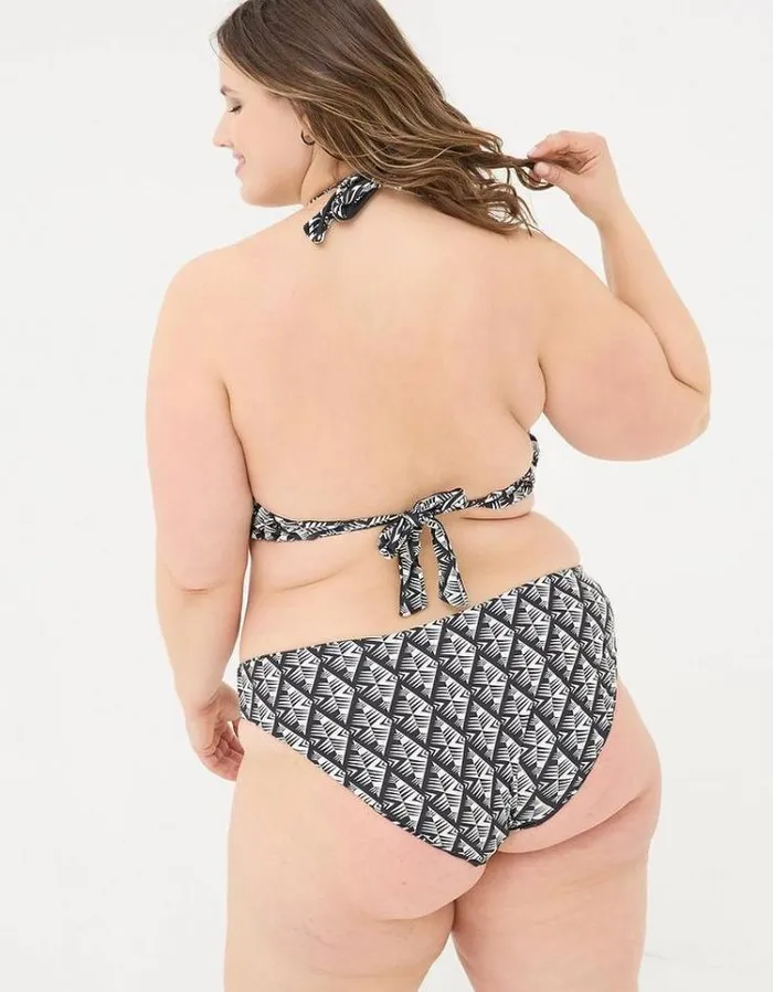 Women FatFace Vacation Shop Coastal Geo Reversible Bikini Top Black
