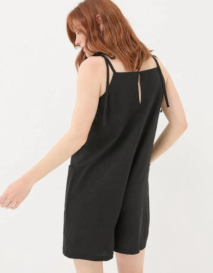 Women FatFace Vacation Shop Hallie Linen Blend Playsuit Black