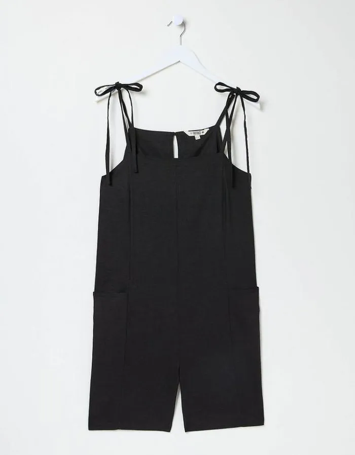 Women FatFace Vacation Shop Hallie Linen Blend Playsuit Black