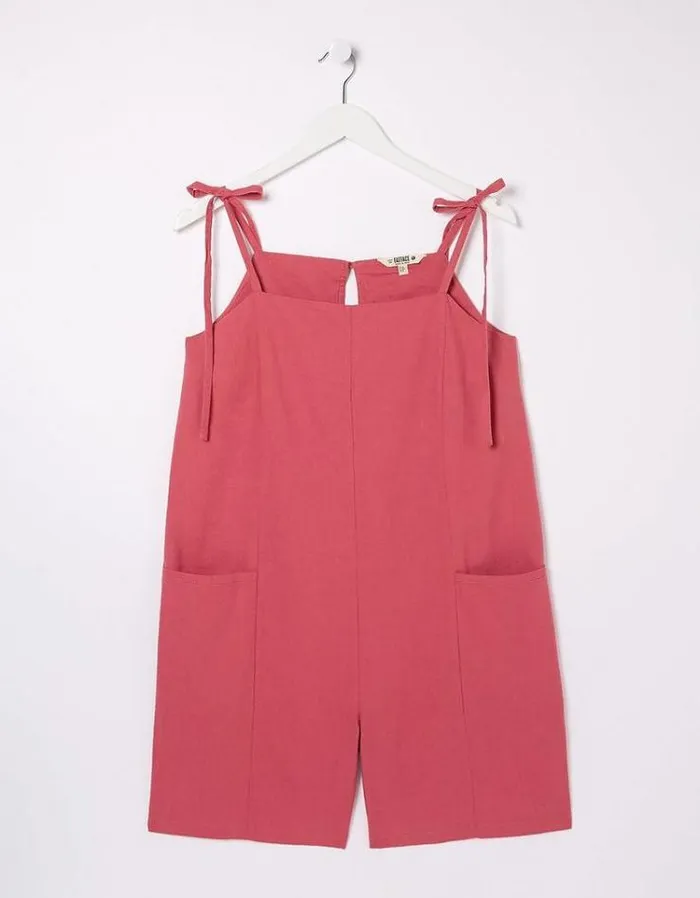 Women FatFace Vacation Shop Hallie Linen Blend Playsuit Rose Pink