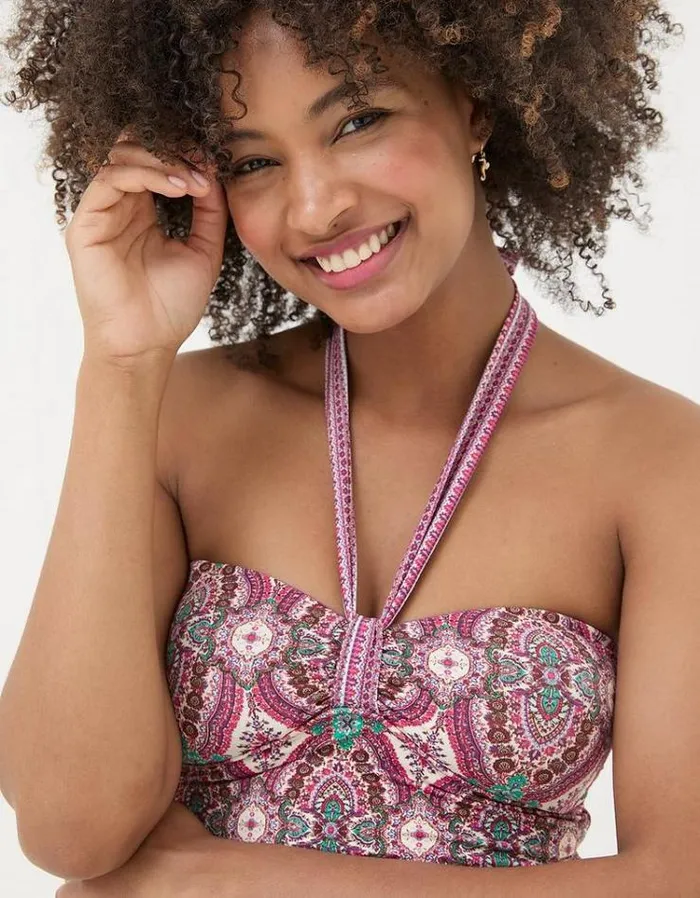 Women FatFace Vacation Shop Jorja Detail Paisley Tankini Multi
