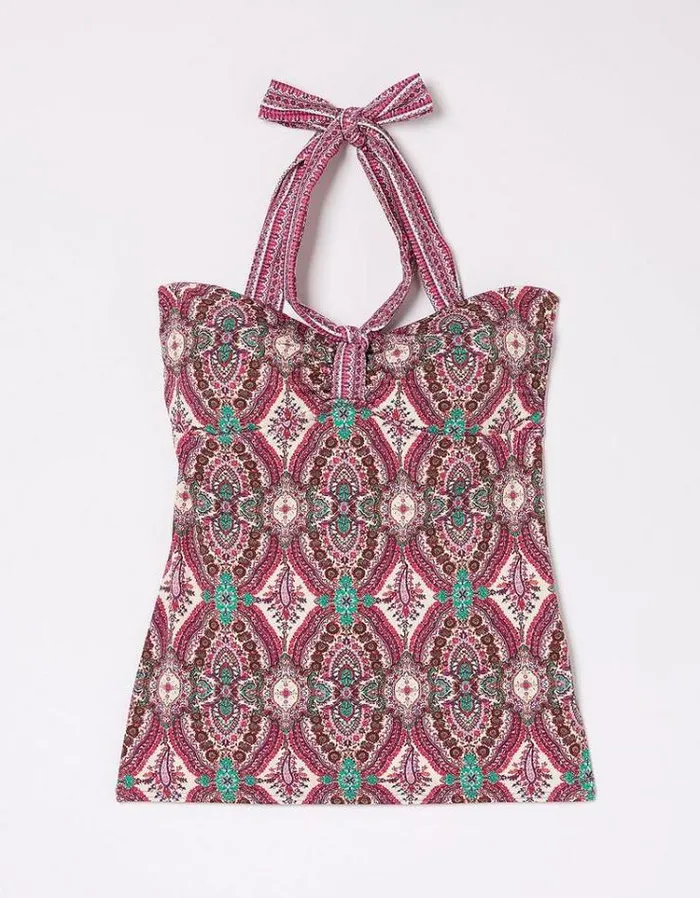 Women FatFace Vacation Shop Jorja Detail Paisley Tankini Multi