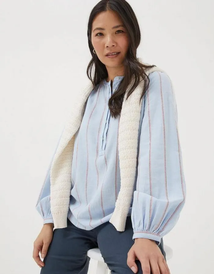 Women FatFace Vacation Shop Mallie Stripe Shirt Blue