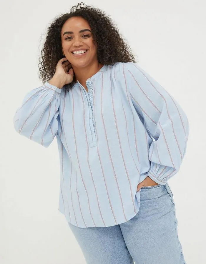 Women FatFace Vacation Shop Mallie Stripe Shirt Blue