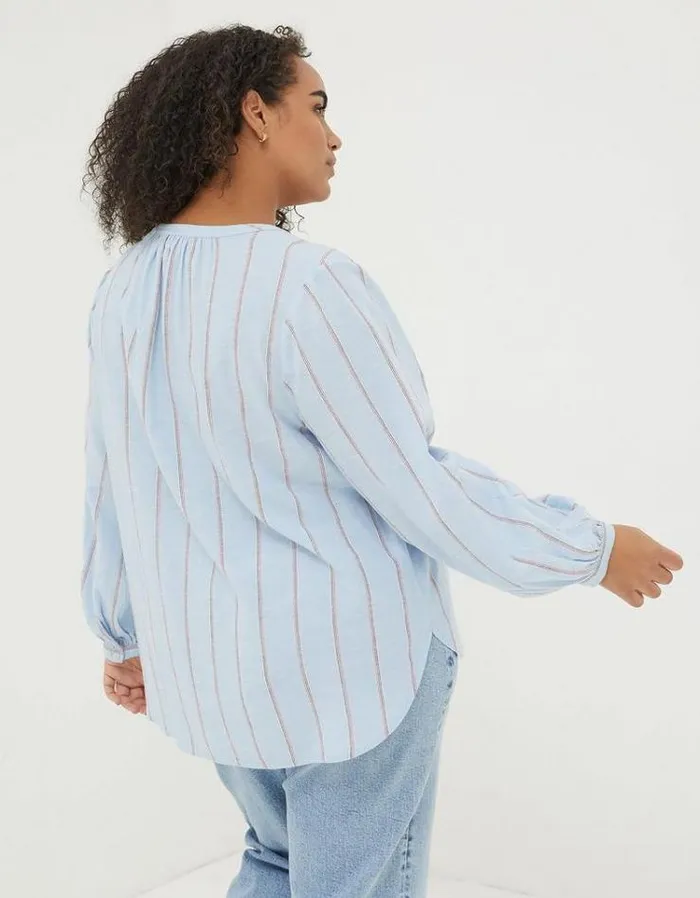 Women FatFace Vacation Shop Mallie Stripe Shirt Blue