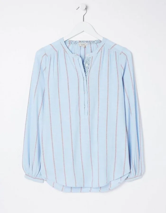 Women FatFace Vacation Shop Mallie Stripe Shirt Blue