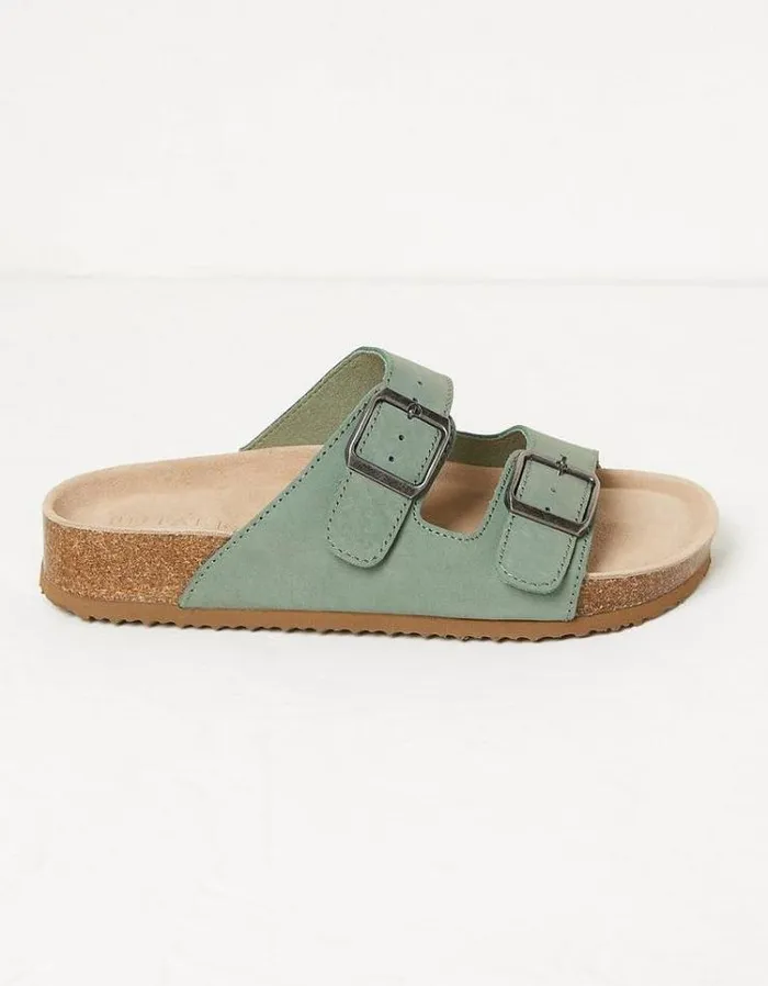 Women FatFace Vacation Shop Meldon Footbed Sandal Green Haze