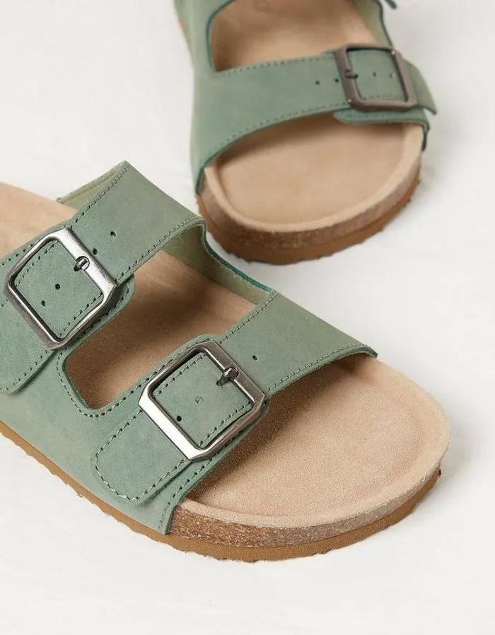 Women FatFace Vacation Shop Meldon Footbed Sandal Green Haze
