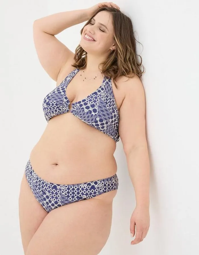 Women FatFace Vacation Shop Mila Patchwork Geo Bikini Bottoms Blue
