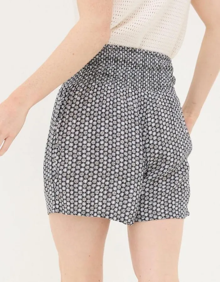 Women FatFace Vacation Shop Rylee Star Geo Shirred Shorts Black