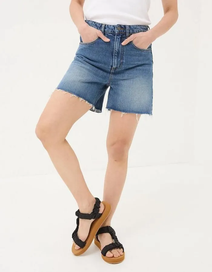 Women FatFace Vacation Shop Sutton Denim Cut Off Shorts Denim Blue