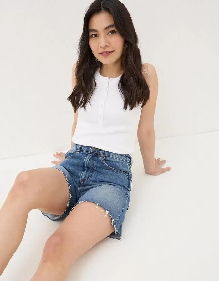 Women FatFace Vacation Shop Sutton Denim Cut Off Shorts Denim Blue
