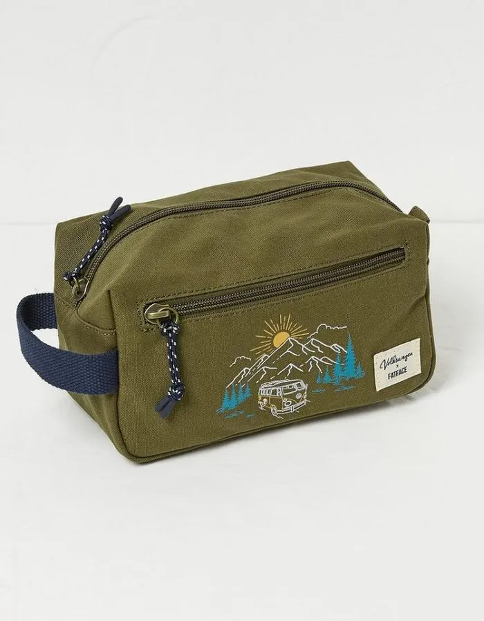 Women FatFace Vacation Shop VW Camper Wash Bag Khaki Green