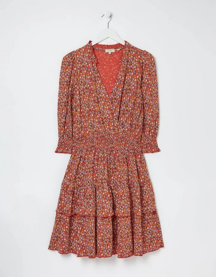 Women FatFace Women039s Sale Amba Gradient Floral Jersey Dress Vintage Red