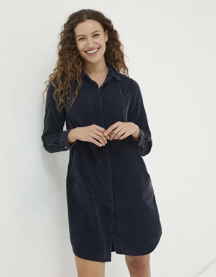 Women FatFace Women039s Sale Chester Cord Shirt Dress Dark Navy