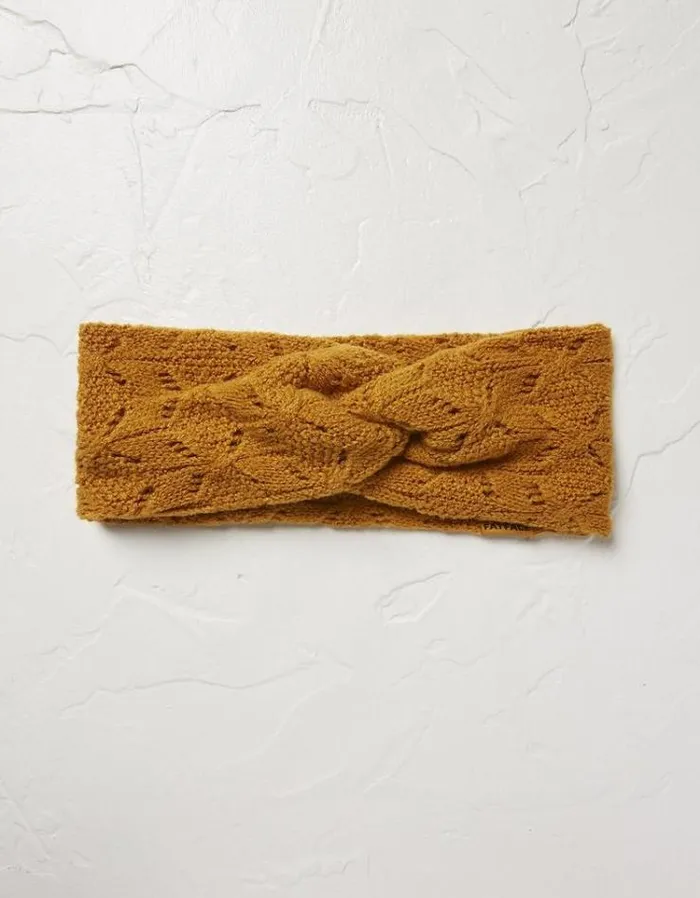 Women FatFace Women039s Sale Pointelle Knitted Headband Mustard