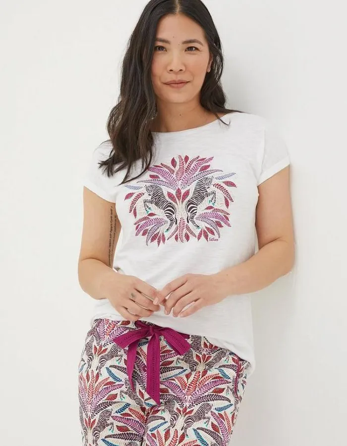 Women FatFace Women039s Sale Zebra Graphic TShirt Ivory
