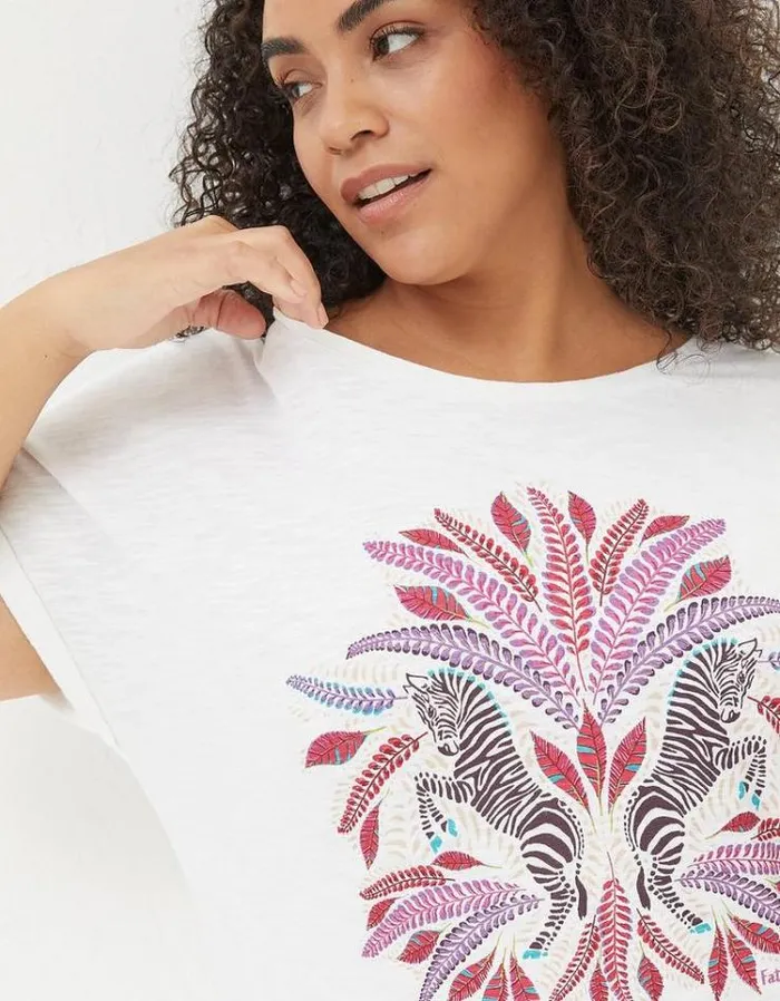 Women FatFace Women039s Sale Zebra Graphic TShirt Ivory