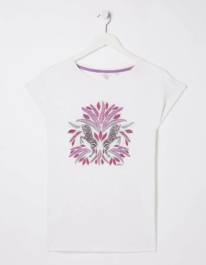 Women FatFace Women039s Sale Zebra Graphic TShirt Ivory
