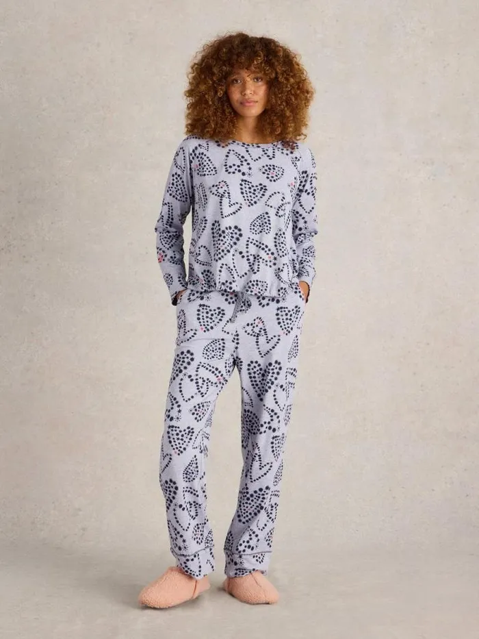 Women Fern Tie Hem Jersey Top Grey Print White Stuff Nightwear