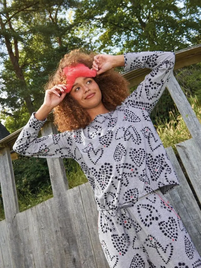 Women Fern Tie Hem Jersey Top Grey Print White Stuff Nightwear