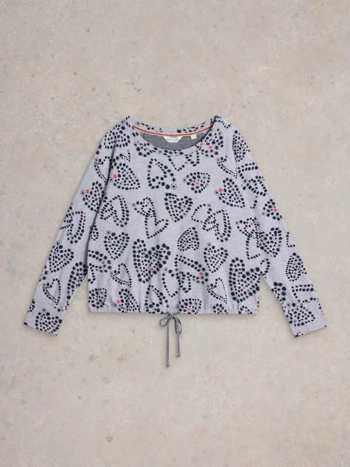 Women Fern Tie Hem Jersey Top Grey Print White Stuff Nightwear