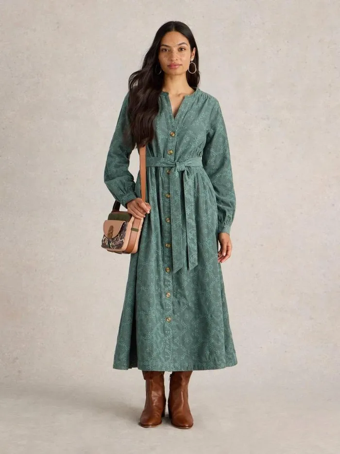 Women Florence Cord Dress Dusty Green White Stuff Dresses