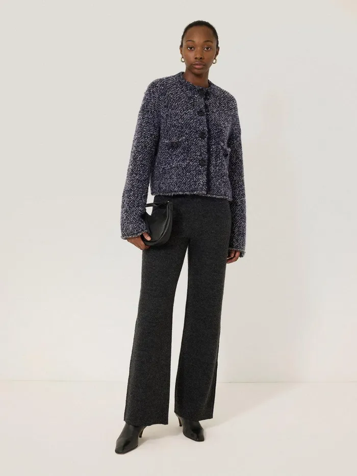 Women French Tweed CardiJacket Navy Jigsaw Knitwear and Cashmere