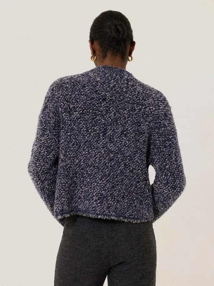 Women French Tweed CardiJacket Navy Jigsaw Knitwear and Cashmere
