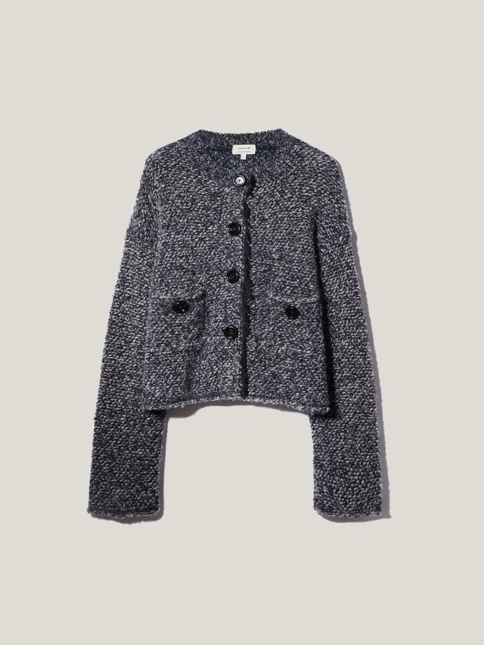 Women French Tweed CardiJacket Navy Jigsaw Knitwear and Cashmere