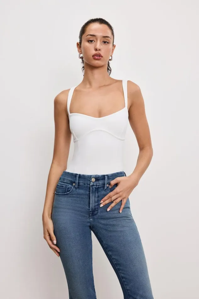 Women GOOD AMERICAN Bodysuits SWEETHEART SCUBA TANKBODYSUIT White001