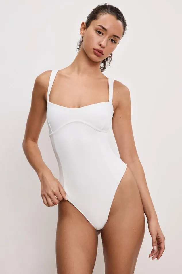 Women GOOD AMERICAN Bodysuits SWEETHEART SCUBA TANKBODYSUIT White001