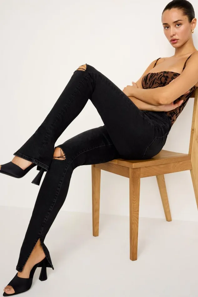 Women GOOD AMERICAN Jeans ALWAYS FITS GOOD LEGS SKINNYJEANS Black335
