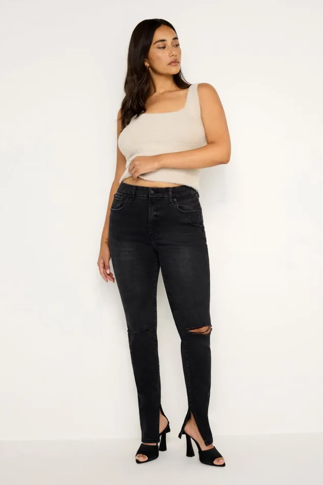 Women GOOD AMERICAN Jeans ALWAYS FITS GOOD LEGS SKINNYJEANS Black335