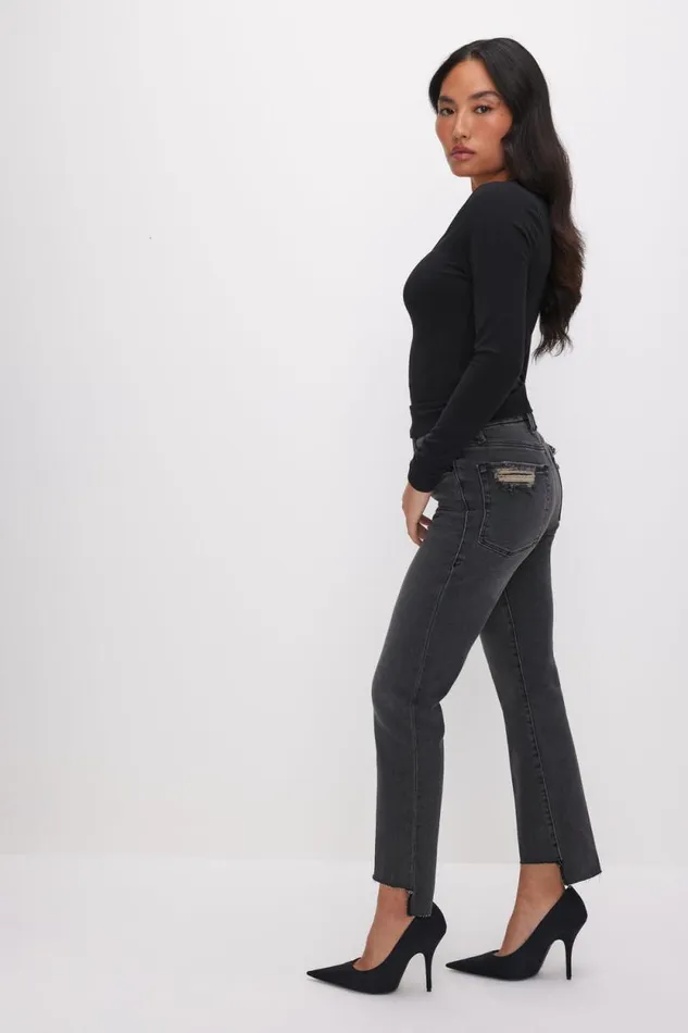 Women GOOD AMERICAN Jeans GOOD PETITE STRAIGHTJEANS Black303