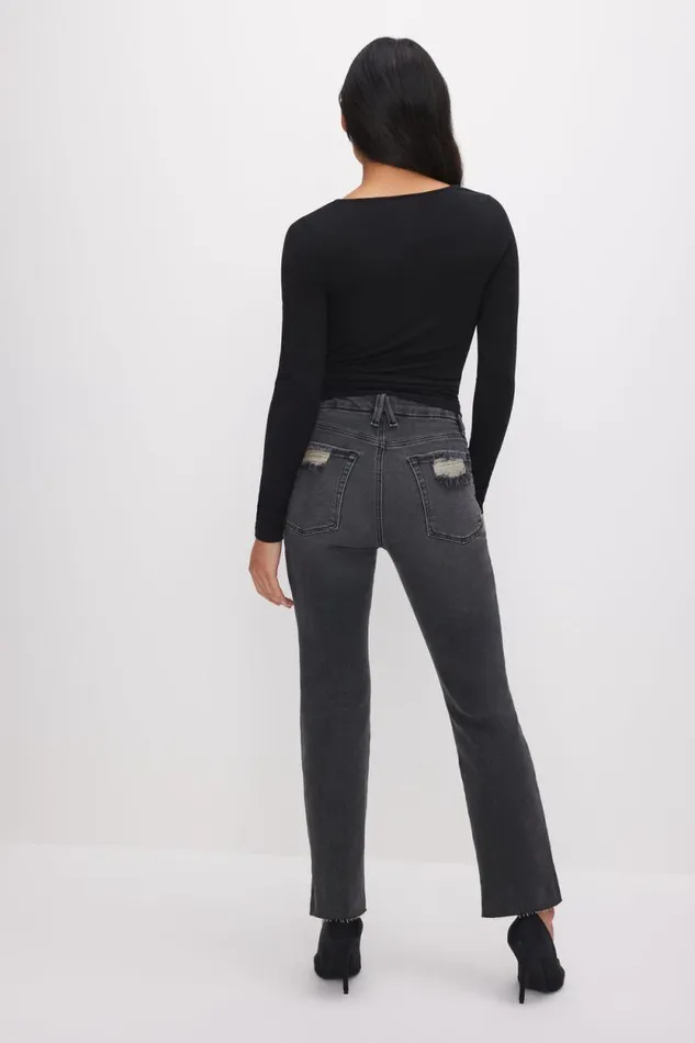 Women GOOD AMERICAN Jeans GOOD PETITE STRAIGHTJEANS Black303