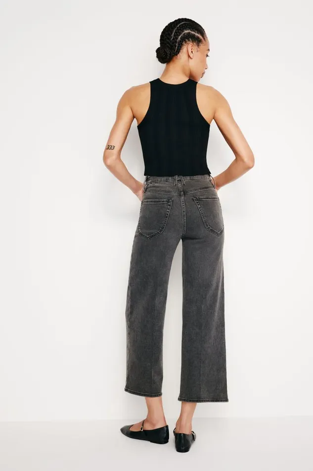 Women GOOD AMERICAN Jeans GOOD WAIST CROPPED PALAZZOJEANS Black329