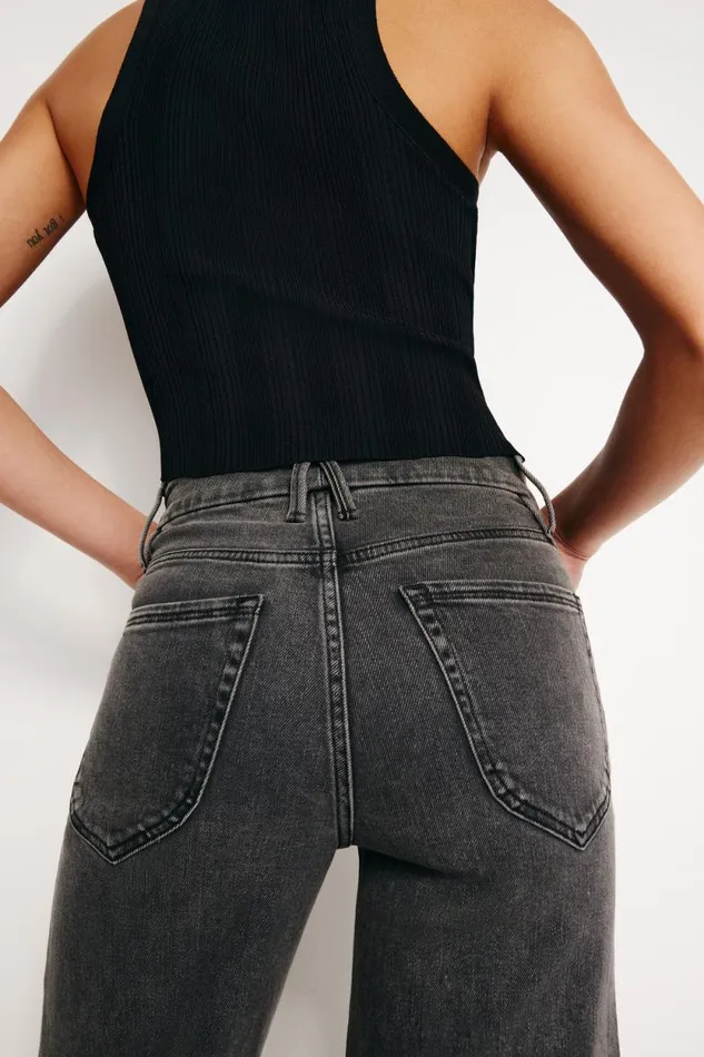 Women GOOD AMERICAN Jeans GOOD WAIST CROPPED PALAZZOJEANS Black329
