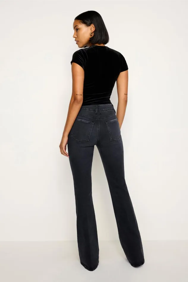 Women GOOD AMERICAN Jeans POWER STRETCH PULLON FLAREJEANS Black255